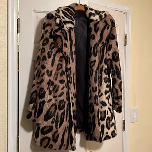 Leopard Print Bebe faux fur coat